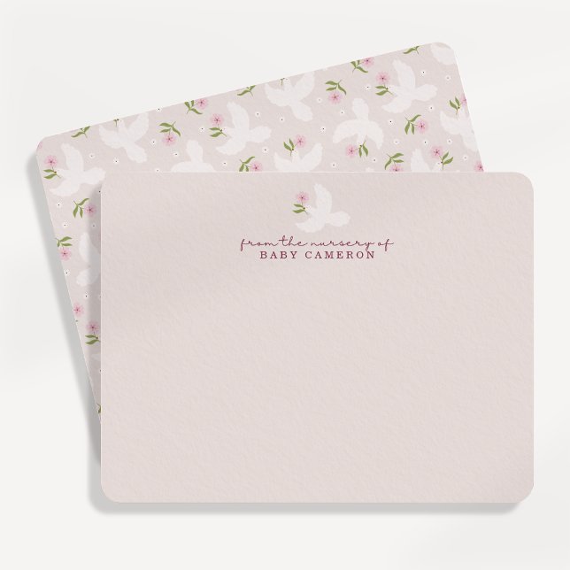 Convite Blush Dove Nursery Note Card (Criador carregado)