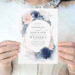 Convite Blush Dusty e Marinho Blue Floral Casamento<br><div class="desc">Flores azuis,  poeirentas e marinhos,  flores azuis,  convites para casamento elegantes</div>