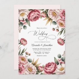 Convite Blush, Dusty Rose & Gold Floral Wedding QR Code