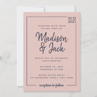 Convite Blush e Casamento de Marinhos minimalistas moderno