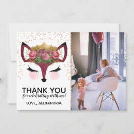 Convite Blush e Dourada Fox Princess Obrigado