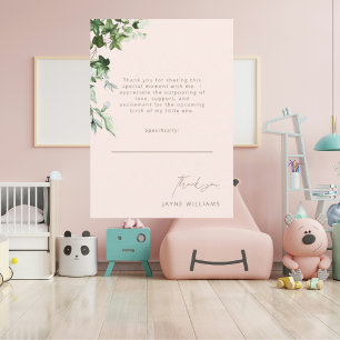 Convite Blush e Dourada Mensagem Ivy Chá de fraldas Obriga