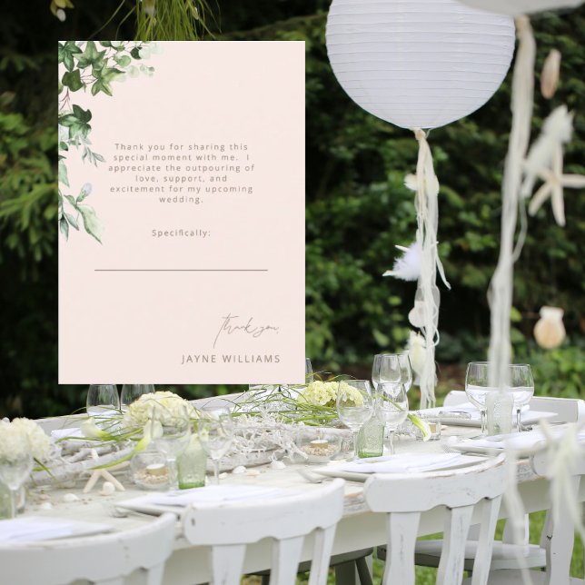 Convite Blush e Dourada Mensagem Ivy Chá de panela Obrigad (Criador carregado)