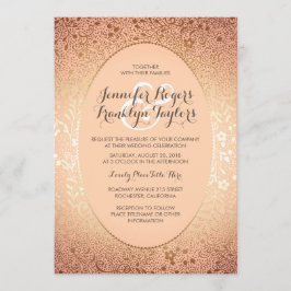 Convite Blush e Dourado - Casamento vintage Floral Elegant