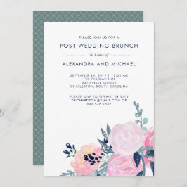 Convite Blush e Marinho Floral | Poste Wedding Brunch