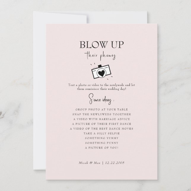 Convite Blush Explode sua Recepção de casamento de telefon (Frente)