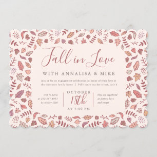 Convite Blush Fall in Love Festa de noivado