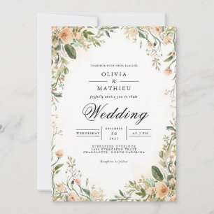 Convite Blush Floral Archway Casamento Romance