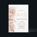 Convite Blush Floral Boho Pampas Grass Sweet 16 Aniversári<br><div class="desc">Blush Floral Boho Pampas Grass Sweet 16 Aniversário Convite Elegante Boho para 16 anos, com um doce convite de 16 anos, com tons naturais e coloridos, cor-de-rosa, com erva-pampas. A cor no verso do convite pode ser alterada. Esta design é ideal para uma festa de aniversário moderna com tema de...</div>