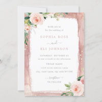 Blush Floral & Border Elegant Casamento Encantado
