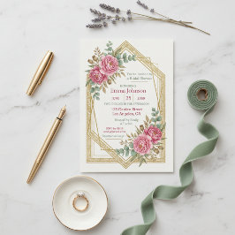 Convite Blush Floral Bridal Shower Invitation