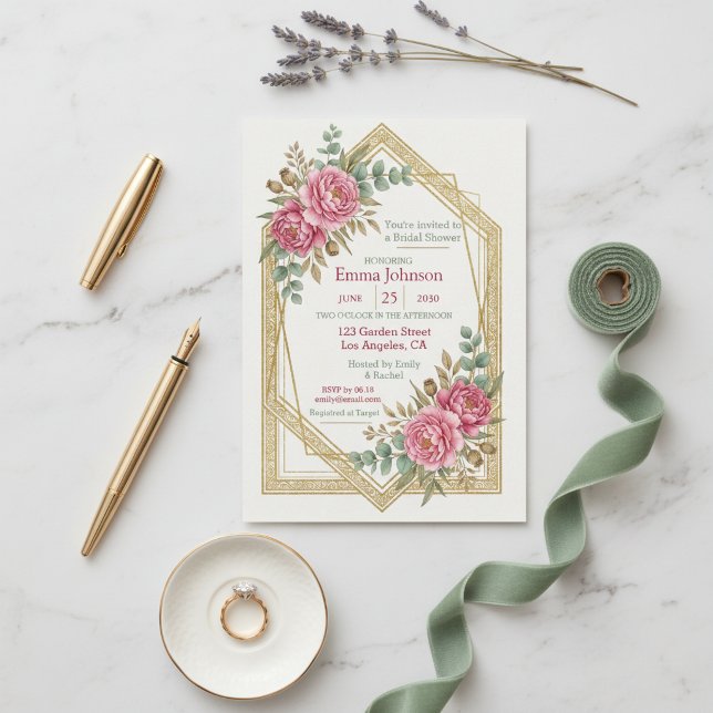 Convite Blush Floral Bridal Shower Invitation (Blush Floral Bridal Shower Invitation)