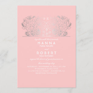 Convite Blush Floral - Casamento Eterno Romance Silver