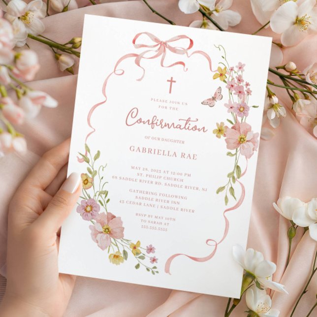 Convite Blush Floral Confirmation Invitation (Criador carregado)