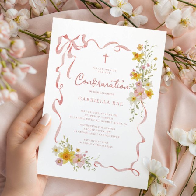 Convite Blush Floral Confirmation Invitation (Criador carregado)