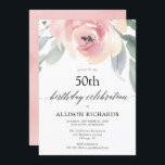 Convite Blush floral de aquarela mulheres festas de aniver<br><div class="desc">Para personalização mais avançada deste design,  basta selecionar o botão "Personalizar o computador" acima!</div>