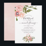 Convite Blush floral de aquarelas e Bat Mitzvah Dourado Ro<br><div class="desc">Trendy blush rosa e rosa gold floral bat mitzvah convite com tipografia elegante de escrita manual personalizável para suas especificidades de evento.</div>