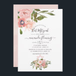 Convite Blush floral de aquarelas e Bat Mitzvah Dourado Ro<br><div class="desc">Trendy blush rosa e rosa gold floral bat mitzvah convite com tipografia elegante de escrita manual personalizável para suas especificidades de evento.</div>