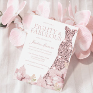 Convite Blush Floral e 80 de Glitter de Vestido Festa de a