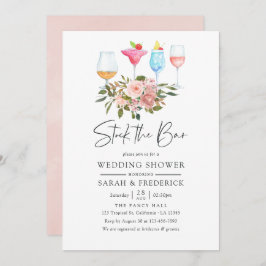 Convite Blush Floral e Rosa Dourado estoque o Bar