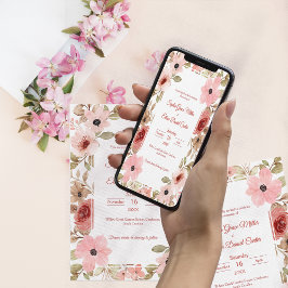 Convite Blush Floral Garden Border Wedding Invitation