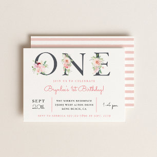 Convite Blush Floral ONE primeiro aniversario