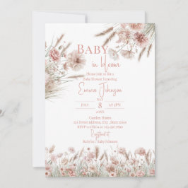 Convite Blush Floral Pampas Grass