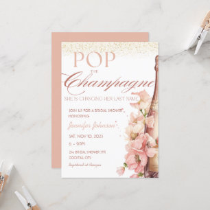 Convite Blush Floral Pop do Chá de panela de Champanhe