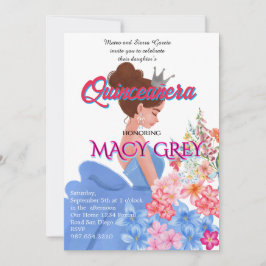 Convite Blush Floral Quinceañera 15th Birthday Invitation 