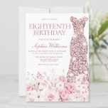 Convite Blush Floral & Rose Gold Dress 18th Birthday Party<br><div class="desc">Blush Floral & Rose Gold Dress 18th Birthday Party Invitation

See matching collection in Niche and Nest Store

Many thanks</div>