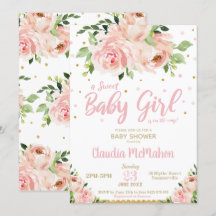 Blush Floral Sweet Baby Girl Chá Rosa e Dourada