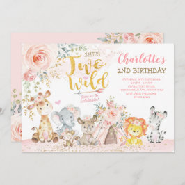 Convite Blush Floral Tribal Safari Dois segundo aniversári