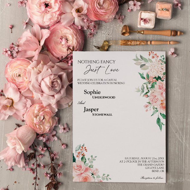 Convite Blush Floral White Nada Rico Apenas Ame Casamento (Criador carregado)