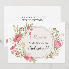 Convite Blush Floral Wreath Você Será Minha Porta-Voz