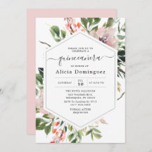 Blush Florals & Greenery Watercolor Quinceañera
