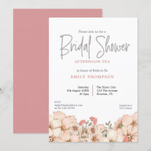 Blush Florals Script Chá de panela Chamada de Tea
