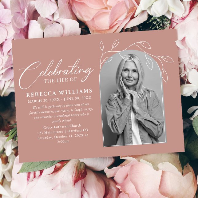 Convite Blush Foliage Celebration of Life Invitation (Criador carregado)