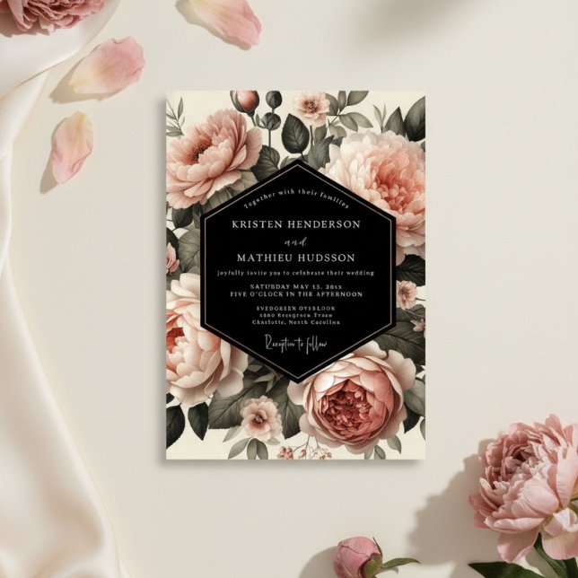 Convite Blush Garden Bloom Wedding (Criador carregado)