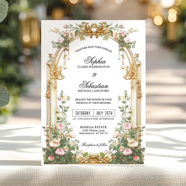 Convite Blush Gold Garden Estate Ceremony (Criador carregado)