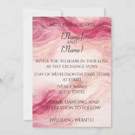 Convite Blush & Gold Marble Wedding Invitation