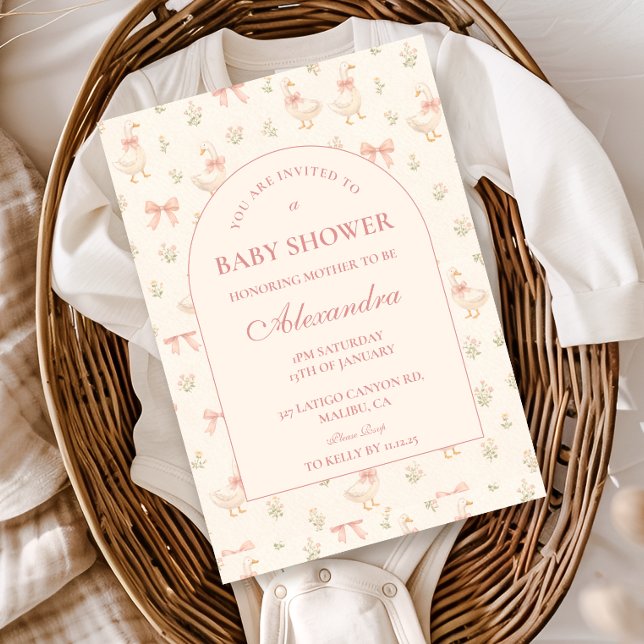 Convite Blush Goose Storybook Baby Shower (Criador carregado)
