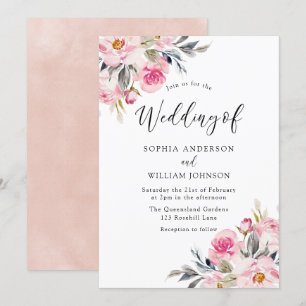 Convite Blush & Greenery: Casamento Floral de Watercolor