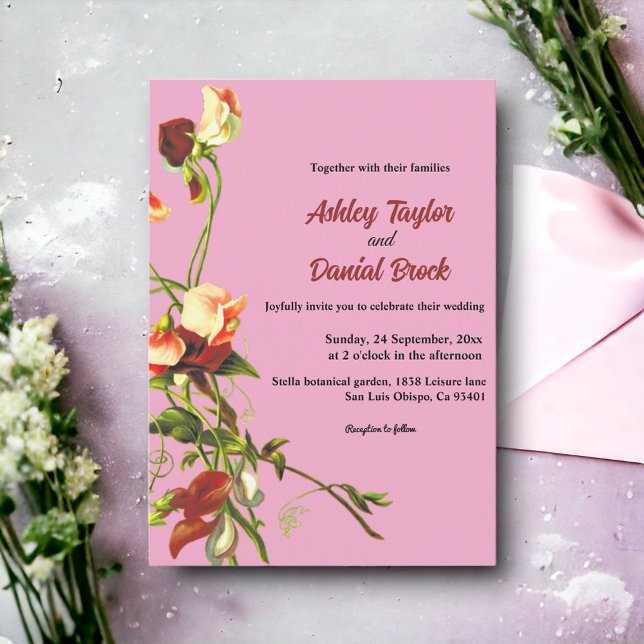 Convite Blush Greenery Rosas de outono Queda Casamento Flo (Criador carregado)