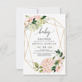 Convite Blush Hydrangea Baby Shower Invasões