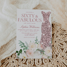 Convite Blush & Ivory Flowers Rosa Dourado Gown 60º aniver