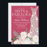 Convite Blush & Ivory, Rosa Dourado e Magenta 60º aniversá<br><div class="desc">Blush & Ivory,  Rosa Dourado e Magenta 60. Convite de aniversário. Também disponível como download digital Muitas mais variações de cor de vestimenta e arranjos florais na coleção (veja abaixo)</div>