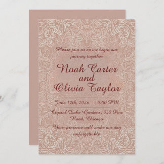 Convite Blush Lace Elegant Wedding Invitation