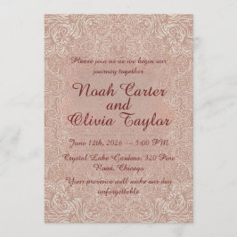 Convite Blush Lace Elegant Wedding Invitation