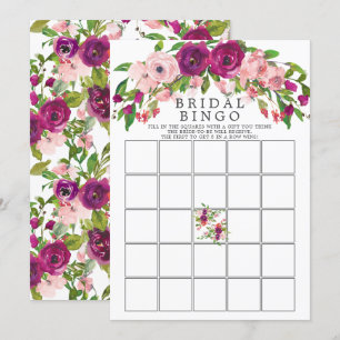 Convite Blush Marsala - Chá de panela Floral - Jogo Bingo