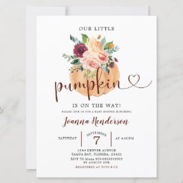 Convite Blush & Marsala Pumpkin Floral Chá de fraldas Invi